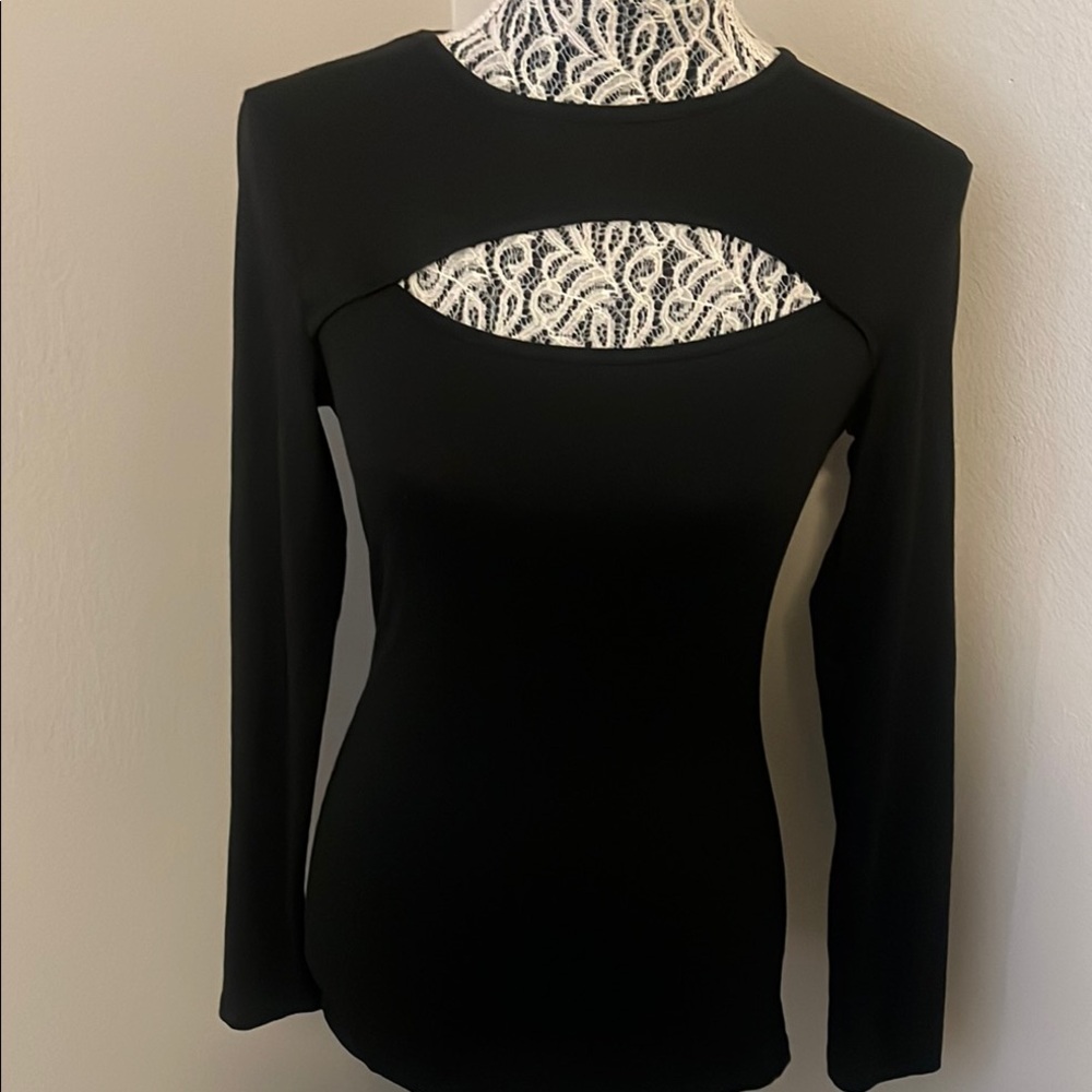 Black Fitted Bodysuit with Cut-Out Design